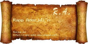 Rapp Adorján névjegykártya